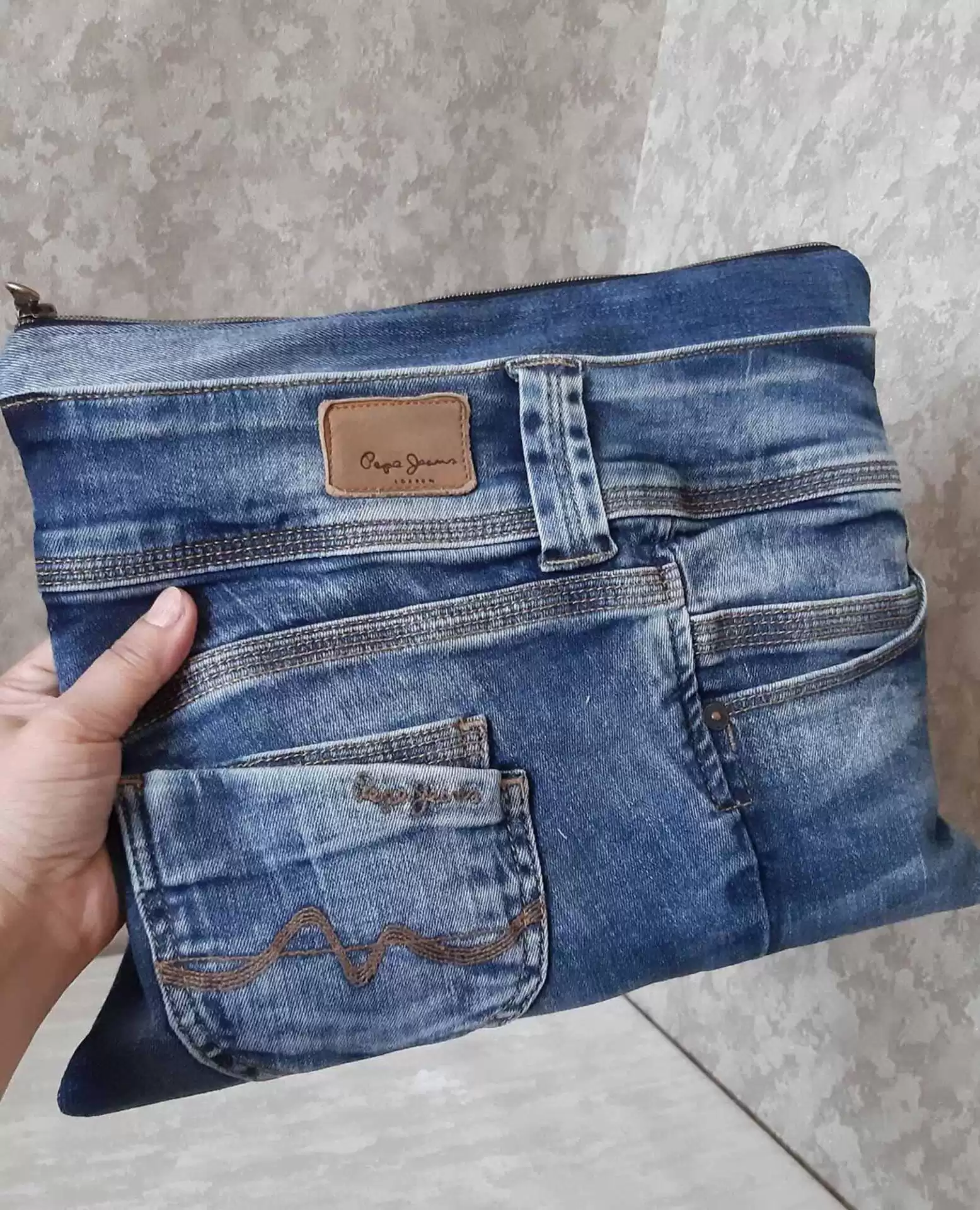 Casual denim clutch bag