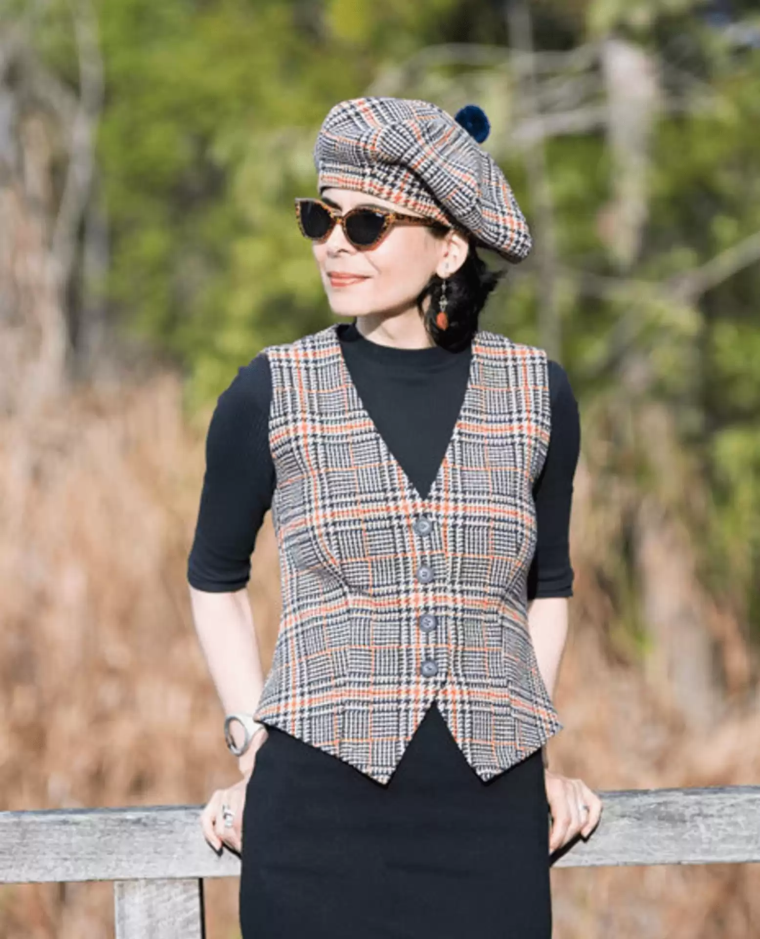 Wool plaid vest