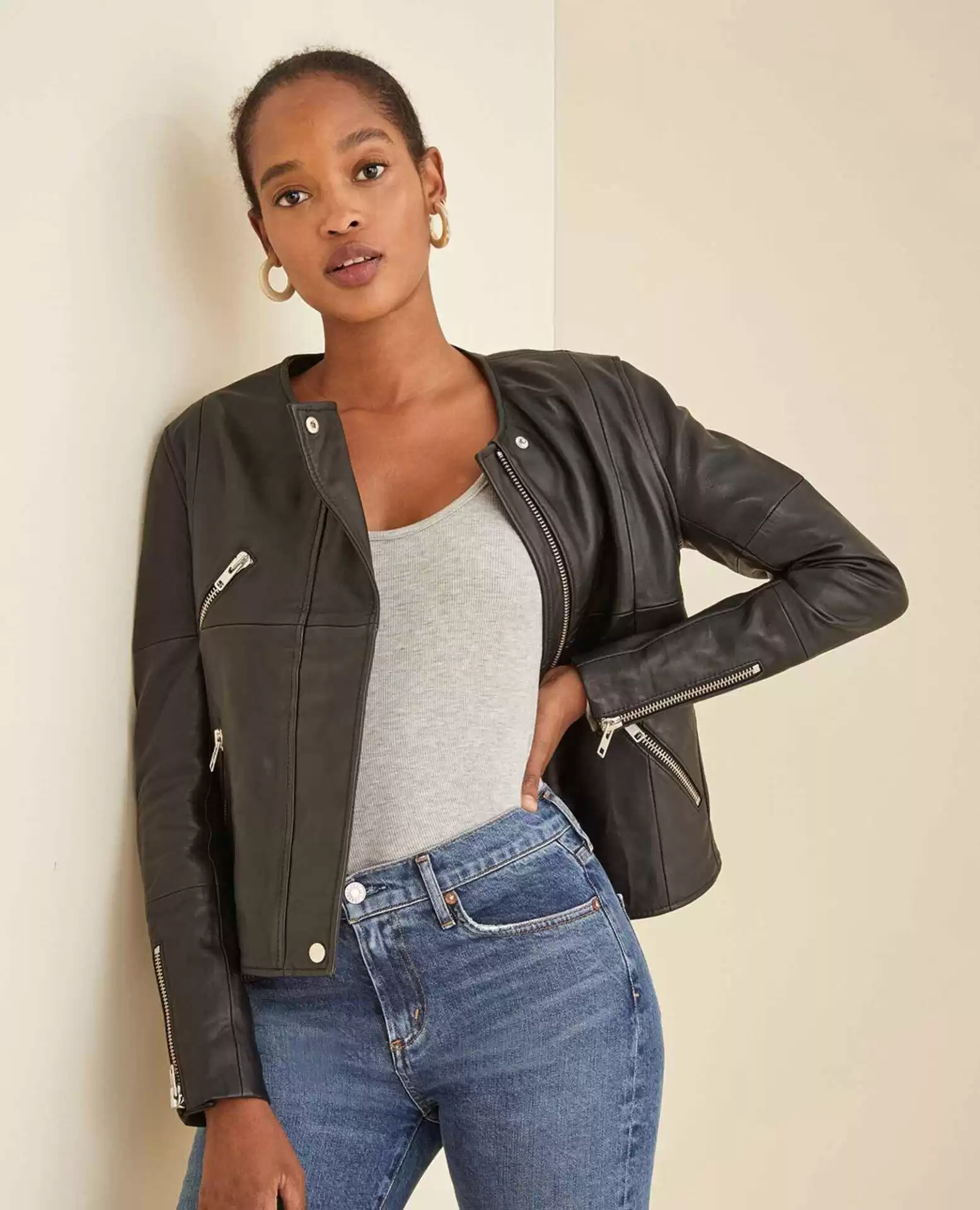 Recycled leather jacket