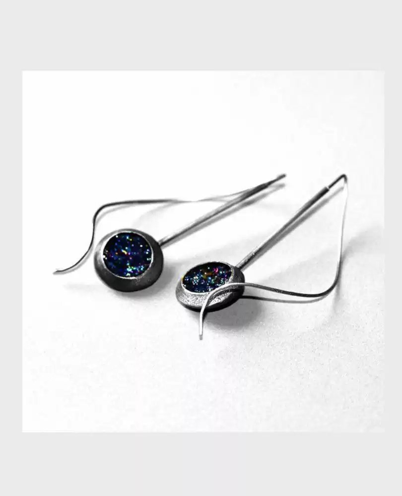 Silver mineral earrings