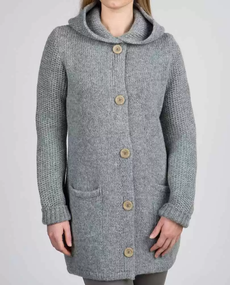 Hooded wool cardigan