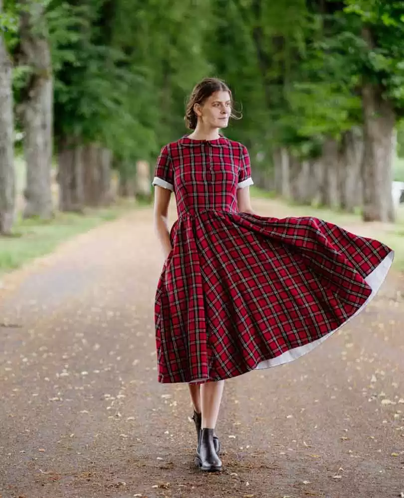 Linen plaid dress