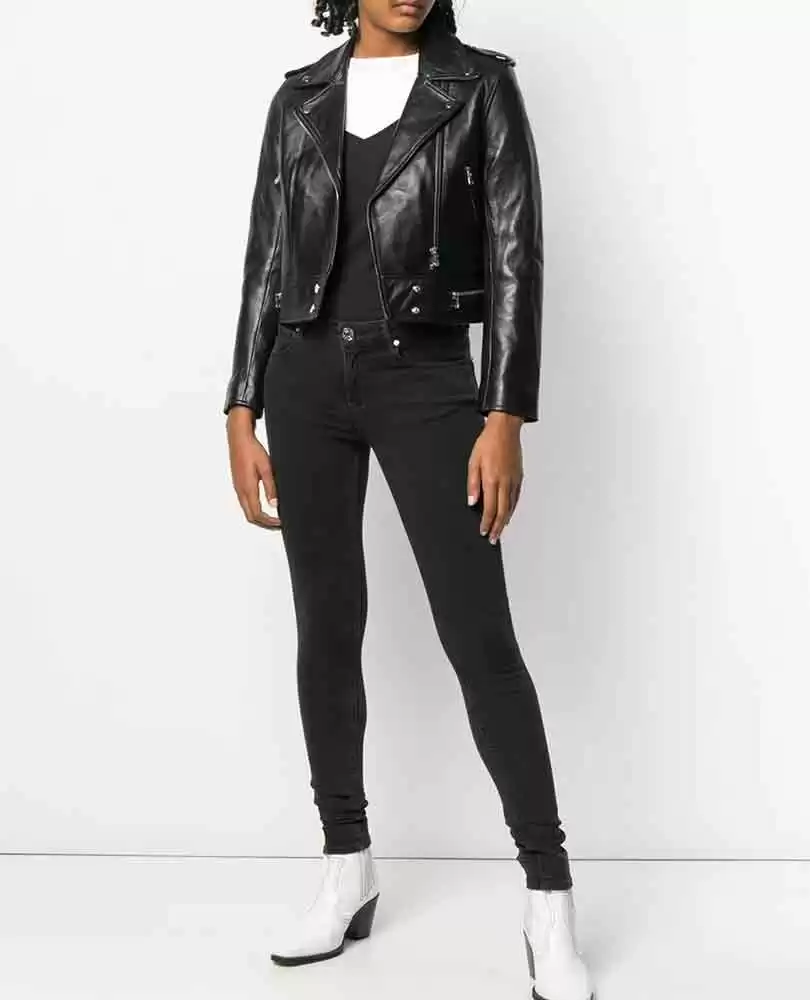 Cropped biker jacket