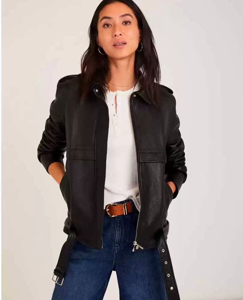 Leather bomber