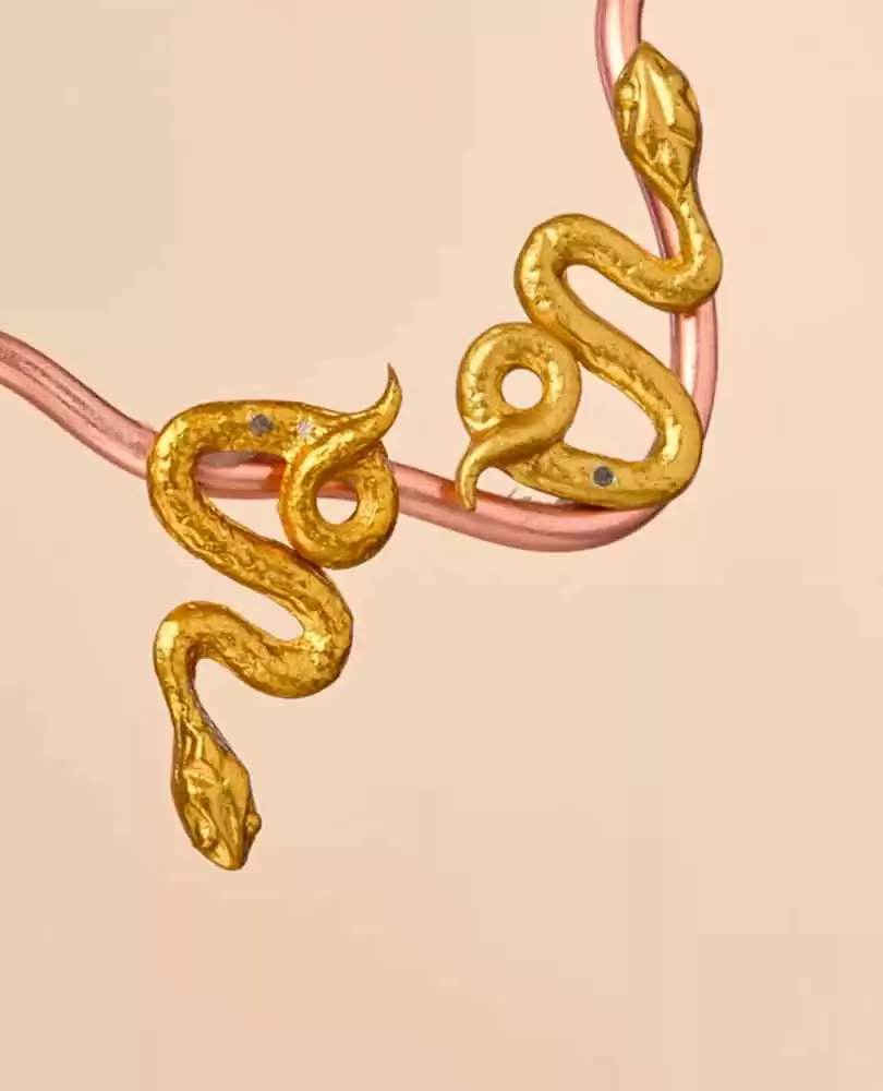 Gold snake  earrings