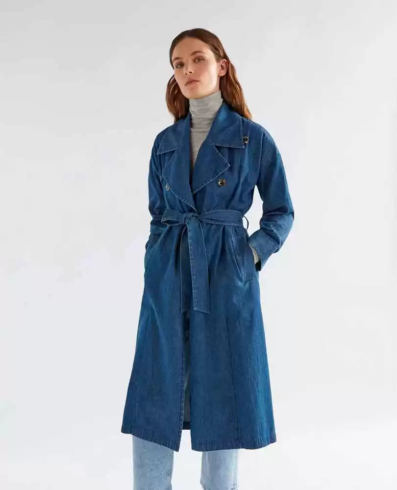 Denim trench coat