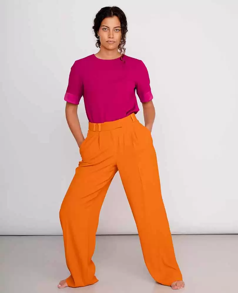 Wide leg pleated pant