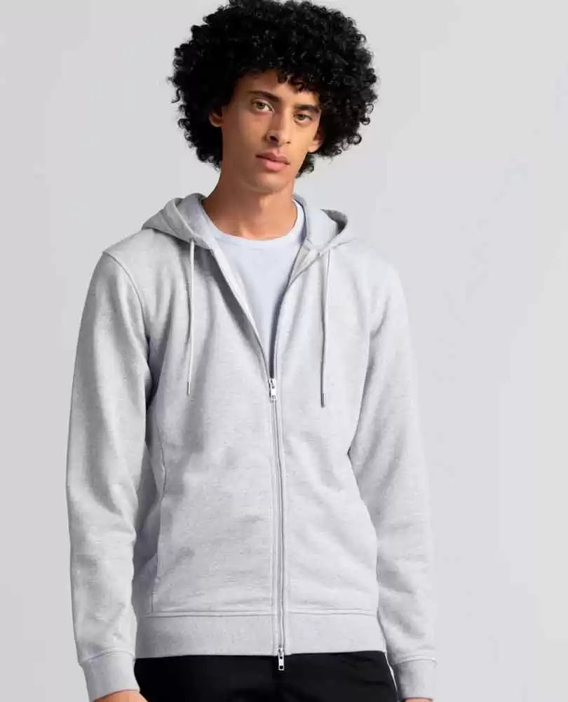 Grey melange zip hoodie