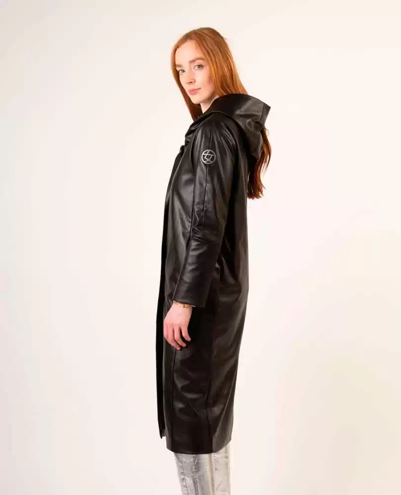 Recycled vegan leather coat