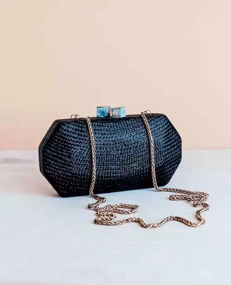 Black woven clutch