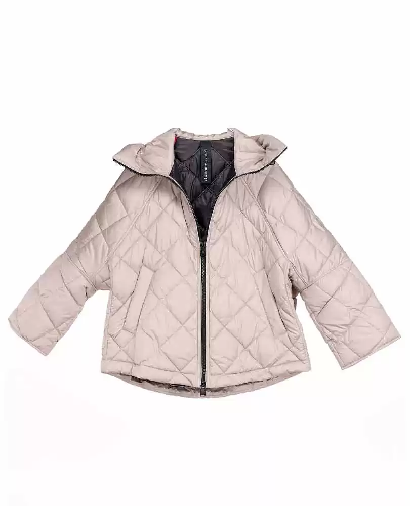 Short beige cape puffer jacket