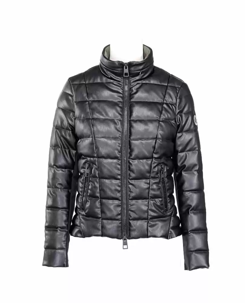 Vegan leather puffer jacket